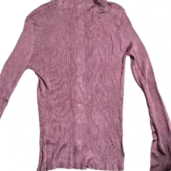 Free people mauve button down viscose stretch knit long sleeve top - Picture 2 of 5